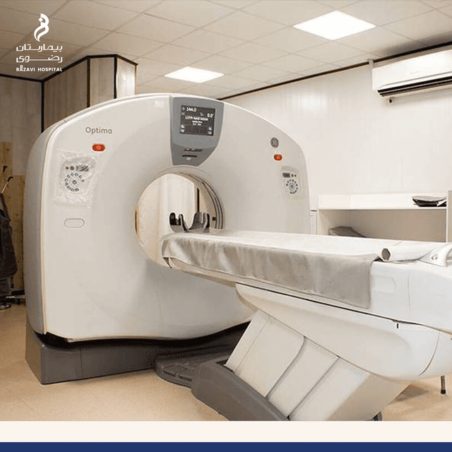Installation and commissioning of the CT‑128 device in the imaging department of Razavi Hospital.