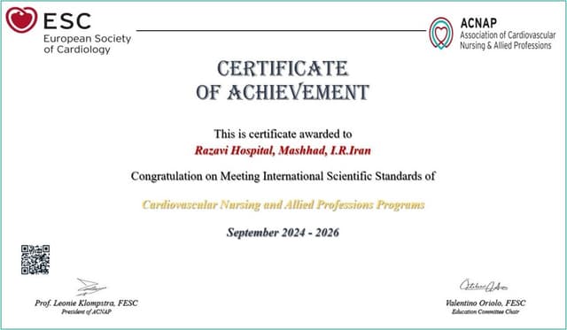 Certificate of Conducting Standard Courses in Cardiovascular Nursing and Related Professions – Oxford University