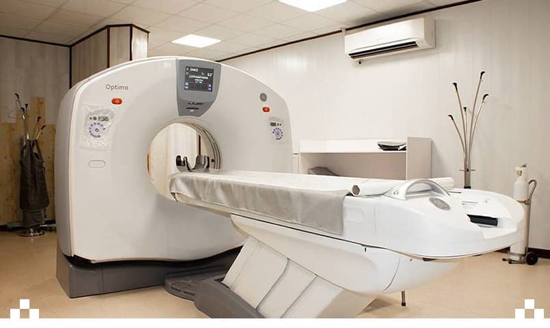 Installation and commissioning of the CT‑128 device in the imaging department of Razavi Hospital.