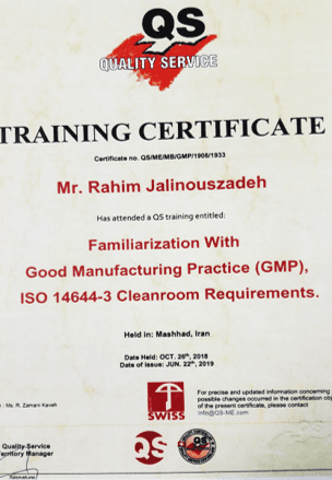 International GMP Certificate – Cyclotron Unit